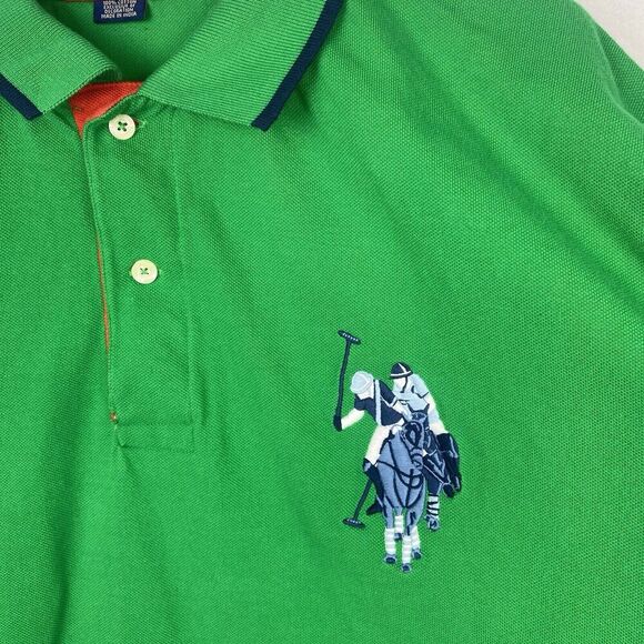 US Polo Assn Polo Shirt Mens XXL 2XL Green Big Logo Short Sleeve Pullover Casual - Picture 3 of 13